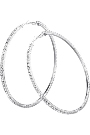 Large Rhinestone Hoop Earrings Diamond Hoop Earrings For Women Bling Rhinestone Silver Big Hoop Earring For Wedding Party
