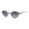 thumbnail image 1 of Large Rhinestone Rim Micro Small Hippie Cat Eye Metal Sunglasses Black - Smoke, 1 of 4