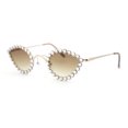 thumbnail image 1 of Large Rhinestone Rim Micro Small Hippie Cat Eye Metal Sunglasses Gold - Brown, 1 of 4