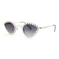 thumbnail image 1 of Large Rhinestone Rim Micro Small Hippie Cat Eye Metal Sunglasses Gold - Smoke, 1 of 4