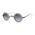thumbnail image 1 of Large Rhinestone Rim Micro Small Hippie Round Circle Lens Metal Sunglasses Black - Smoke, 1 of 4
