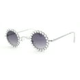thumbnail image 1 of Large Rhinestone Rim Micro Small Hippie Round Circle Lens Metal Sunglasses Silver - Smoke, 1 of 4