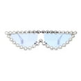 thumbnail image 1 of Large Rhinestone Show Sign Expose Lens Cat Eye Sunglasses Silver Blue, 1 of 4