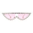 thumbnail image 1 of Large Rhinestone Show Sign Expose Lens Cat Eye Sunglasses Silver Pink, 1 of 4