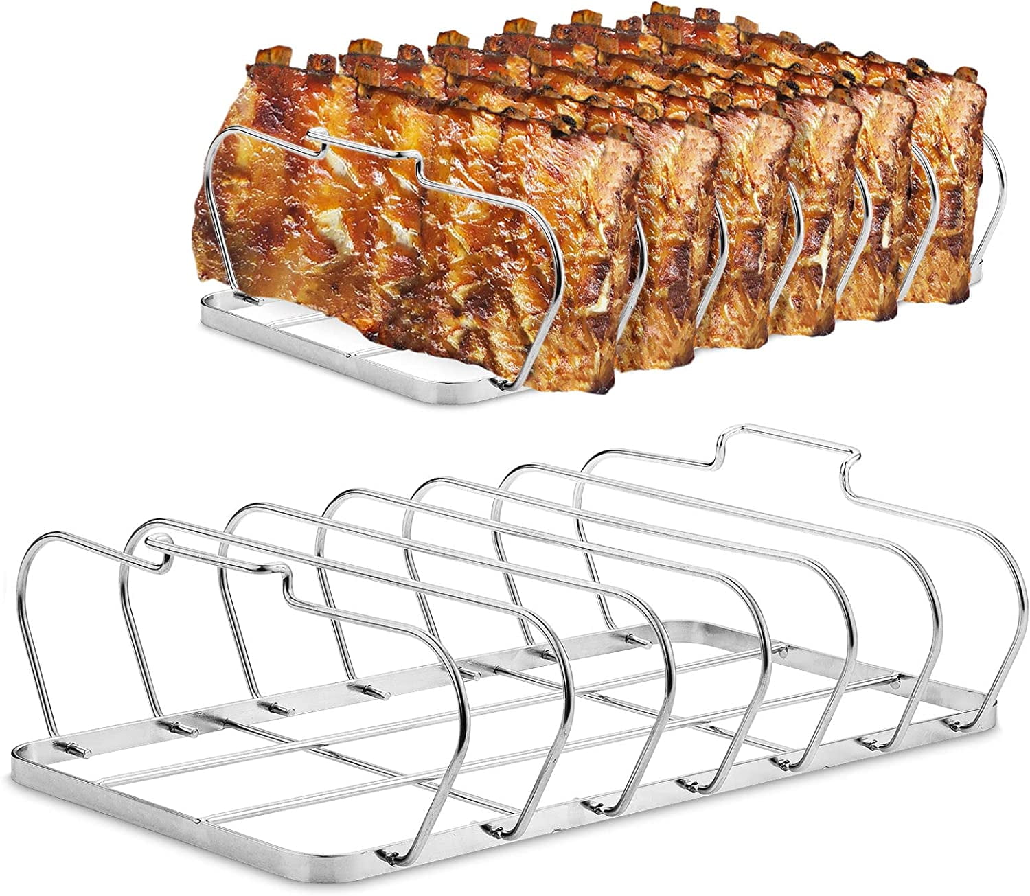 Large Rib Rack for Smoking - 6 Slots Rib Racks for Grilling - Easy to ...