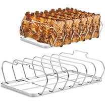 Large Rib Rack for Smoking - 6 Slots Rib Racks for Grilling - Easy to Use and Clean BBQ Premium Durable Rib Rack Stainless Steel