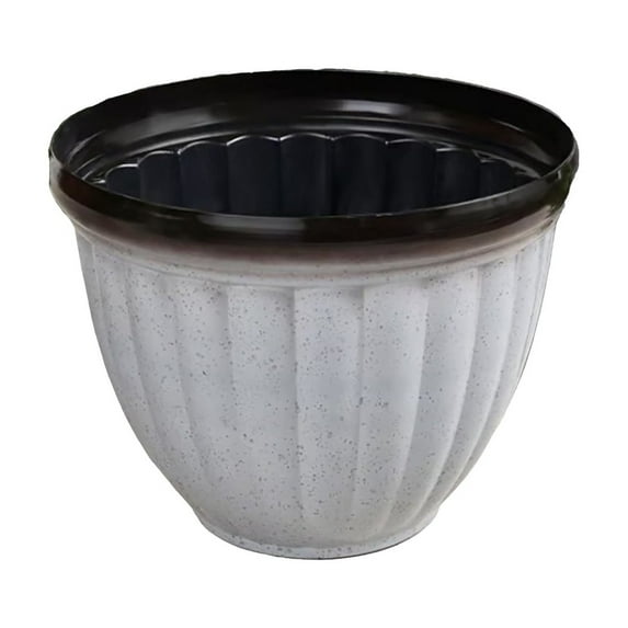 Large Ribbed Planter Pots - Durable Lightweight Indoor Outdoor Flower Pots with Drain Holes Recyclable Design for Garden and Home Use
