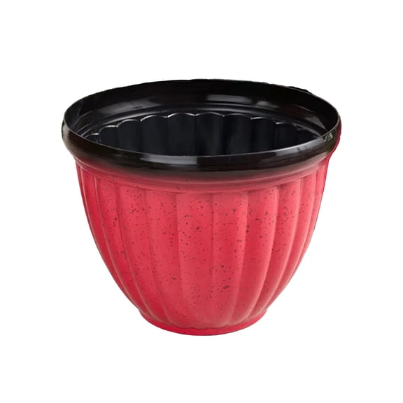 Large Ribbed Planter Pots For Indoor Outdoor Garden Lightweight Durable Flower Pot With Hole Recyclable Design - Red