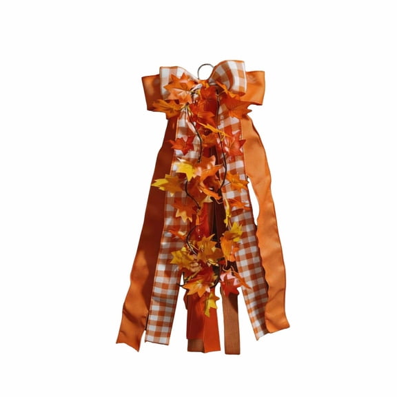 Large Ribbon Wreath Bow Thanksgiving Orange For Autumns Party Yard Decor