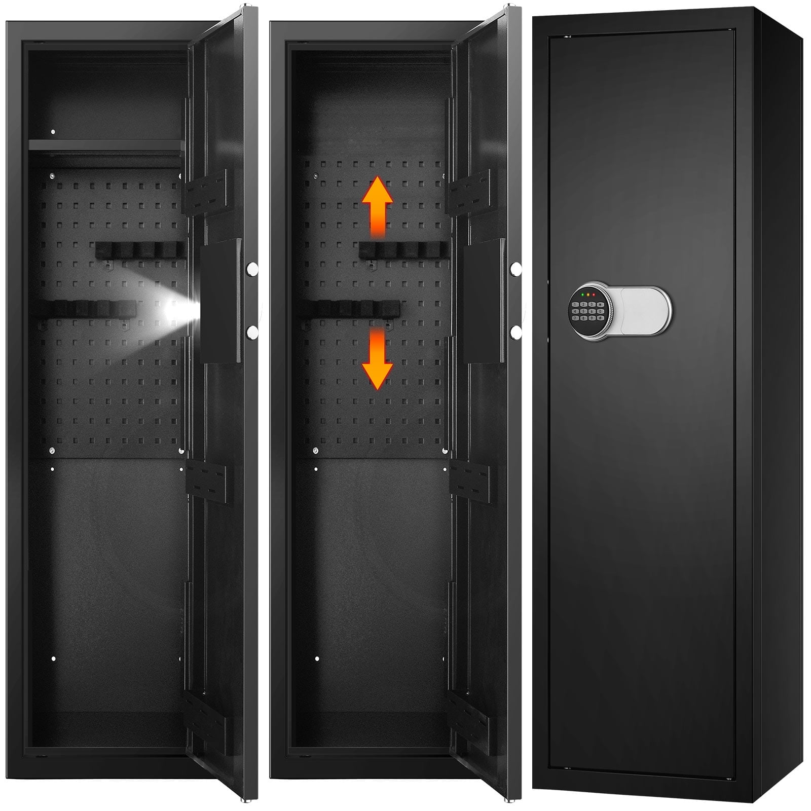 Large Rifle Safe, Gun Safe for Rifles and Pistols, Long Gun Cabinet, Heavy Duty Anti-Theft 7-8 Gun Rifle Safe with Combination and Key, Removable Shelf, 3 Pistol Rack, Alarm Function, Silent Mode