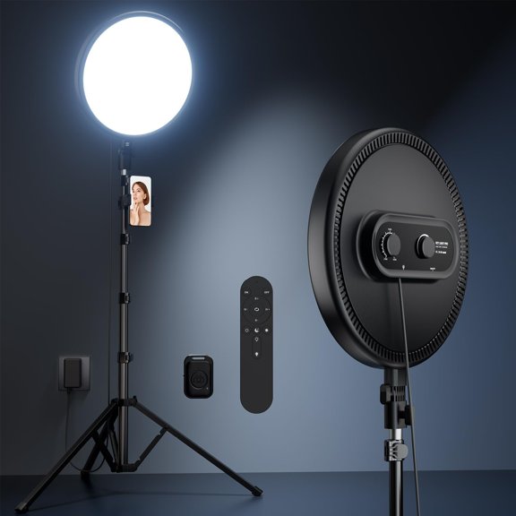 Large Ring Light with Stand, 72" Tripod with Ring Light, 6500K Full-Screen Ringlight Tripod for with Phone Holder, Selfie Light for Makeup, Barber, Video Recording, Photography