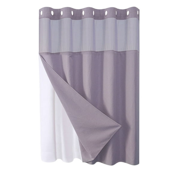 Large Ring Shower Curtain Waterproof Heavy Duty Polyester Fabric with Magnetic Design 71 by 84 Inches