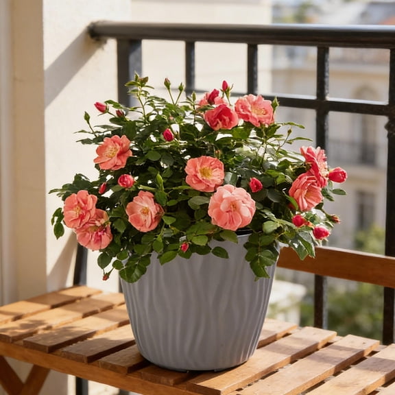 Large Ripple Round Planter, Modern Home Gardening Pot, Drainage Design for Balcony Use, Easter Decor, Perfect for Small Plants, Decorative Flower Pot for Indoor Garden, 4.7*7.3in, Gray