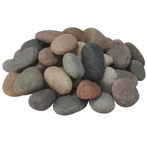 Large River Rocks for Landscaping, 3-4 Inch Natural Unpolished Bulk Pebbles, Hand-Picked Premium Stones for Garden Design Fish Tank, Flower Pots, Pathways and Backyard, Mixed Color$$Garden & Patio