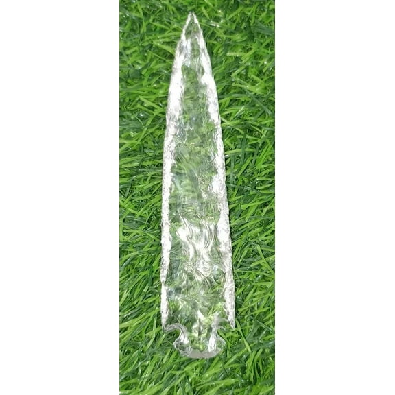 Large Rock Crystal Quartz Arrowhead, Glass Crescent Gemstone for Jewelry Making