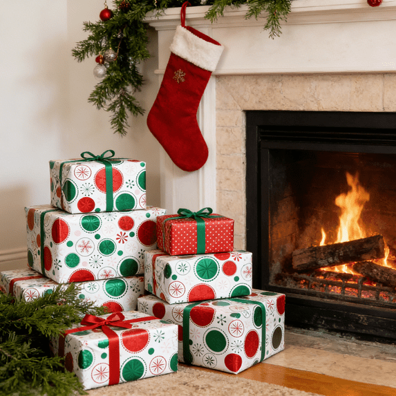 Large Roll Christmas Wrapping Paper, Thick Premium Gift Wrap with Grid ...