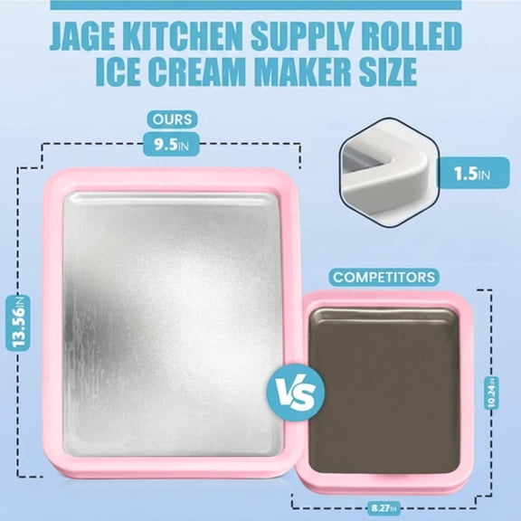Large Rolled Ice Maker Tray - Manual Roll Your Own Ice for Family Fun - Light Pink Stainless Steel
