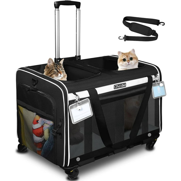 Large Rolling Compartments Pet Carrier for Cats or a Medium