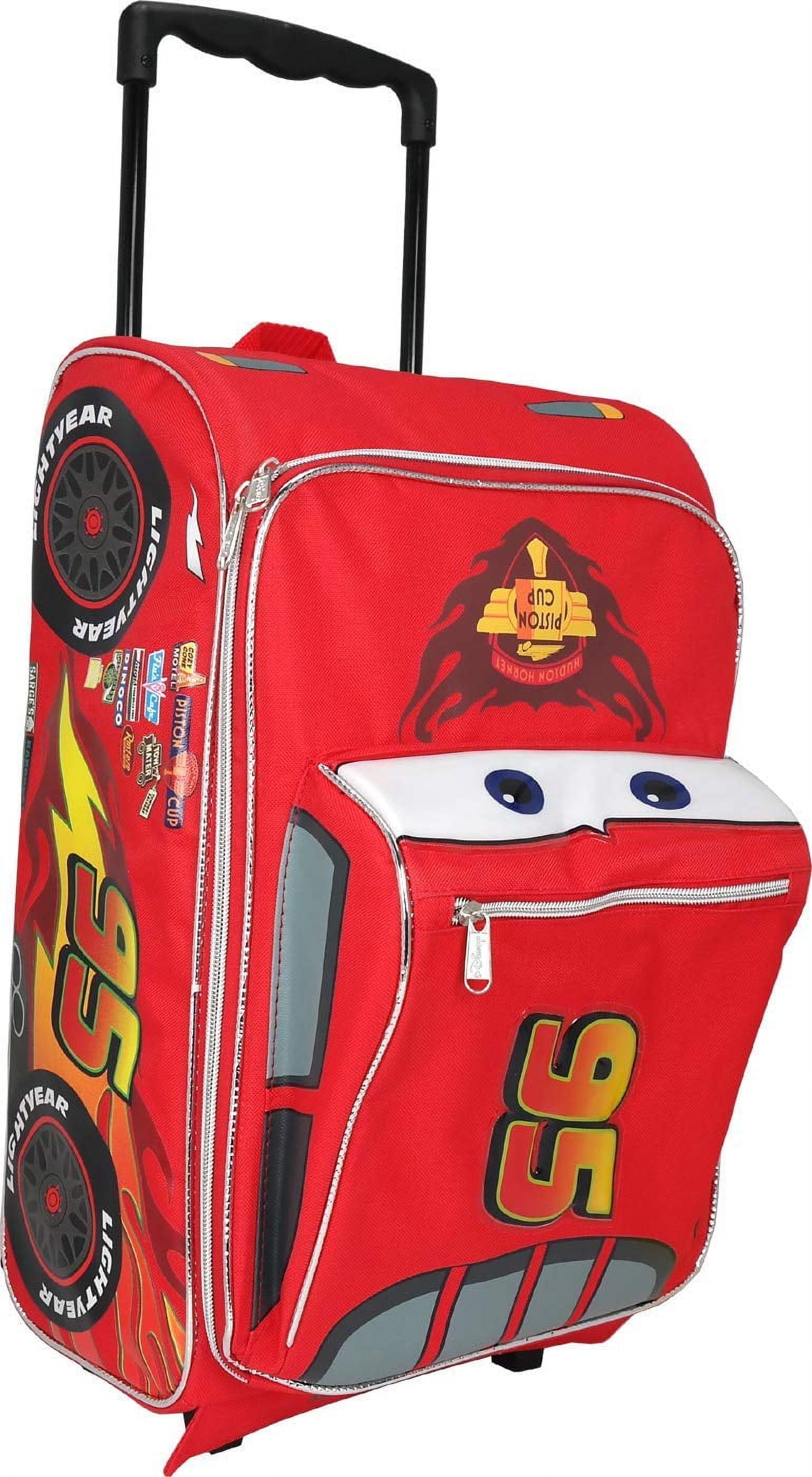 Large Rolling Backpack - Disney - Cars Lightning Mcqueen Shape 16" New 002497