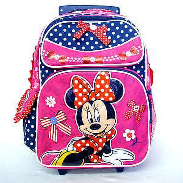 disney minnie mouse 12 toddler mini rolling backpack Kids' 14 Inch Big Face by This bright and fun Minnie Mouse rolling bag can be pulled with the retractable handle like luggage or worn as an adorable backpack Rolling Backpack Minnie Mouse