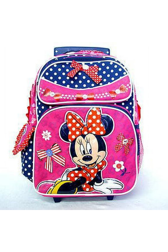 Large Rolling Backpack - Disney - Minnie Mouse - Red School Bag New 615215