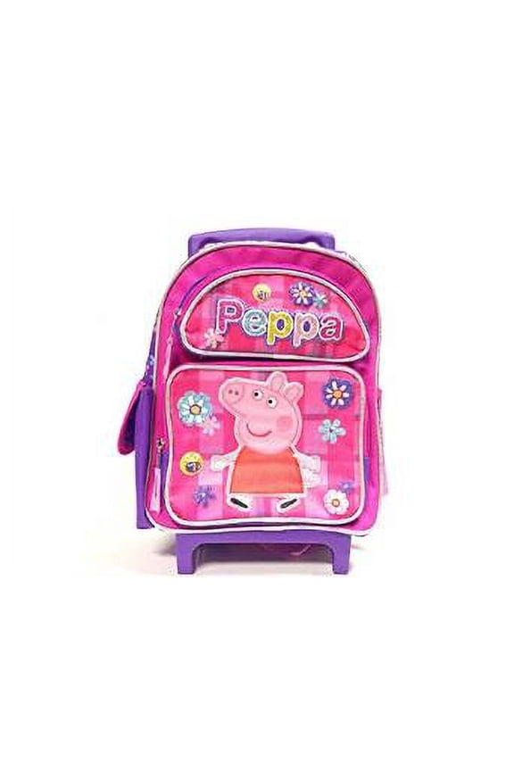 Large Rolling Backpack - Peppa Pig - Allover Flower Pink New 122281
