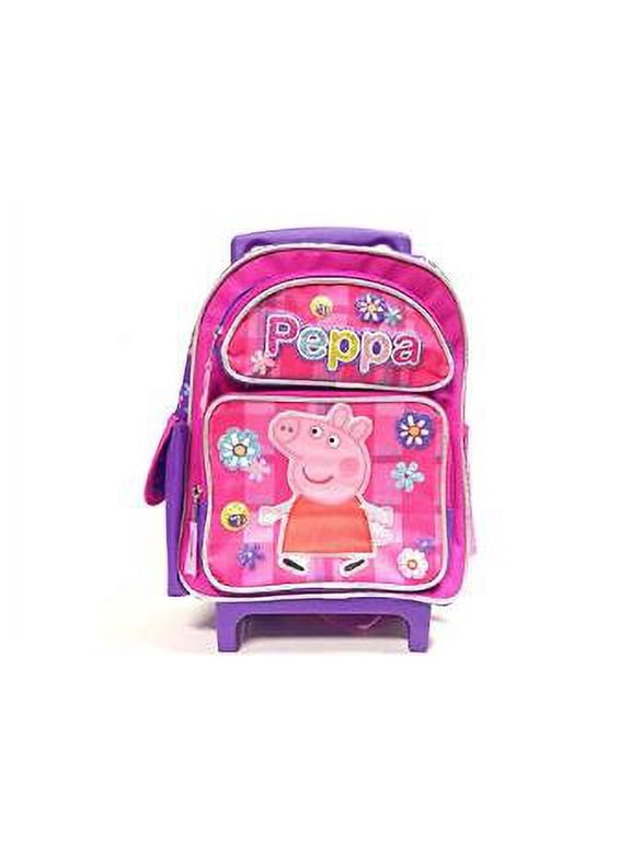 Large Rolling Backpack - Peppa Pig - Allover Flower Pink New 122281