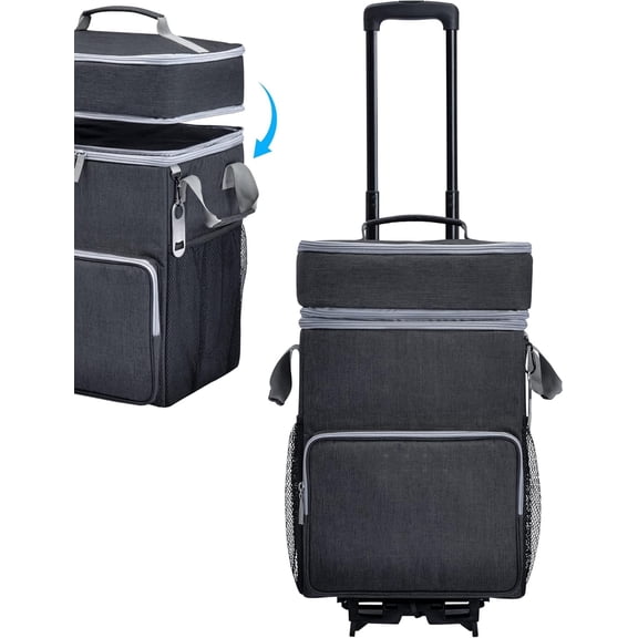 Large Rolling Cooler, Leakproof Insulated Soft Cooler Bag with Wheels and Handle Collapsible for Beach Camping Patio Travel Outdoor