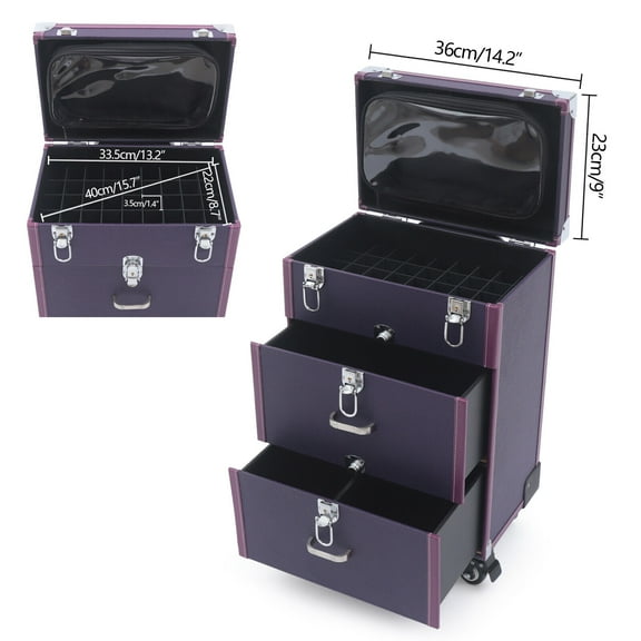 Large Rolling Cosmetic Case Makeup Trolley Rolling Makeup Case Waterproof