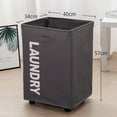 thumbnail image 1 of Large Rolling Laundry Basket Wheels Collapsible Tall Laundry Hamper Handle Foldable Dirty Clothing Basket Fold up Rectangular Hampers for Laundry Dorm Room (Dark Gray), 1 of 7