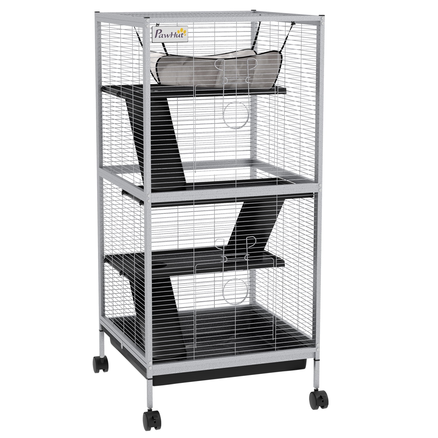 Large Rolling Metal Small Animal Cage with Spacious Interior White