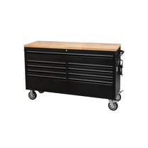 Large Rolling Tool Cabinet 61 Inch - 9-Drawer Tool Storage with Wood Work Surface for Warehouse, Workshop