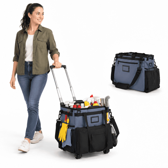 Large Rollingning Bag With Detachable Trolley Denim Blue