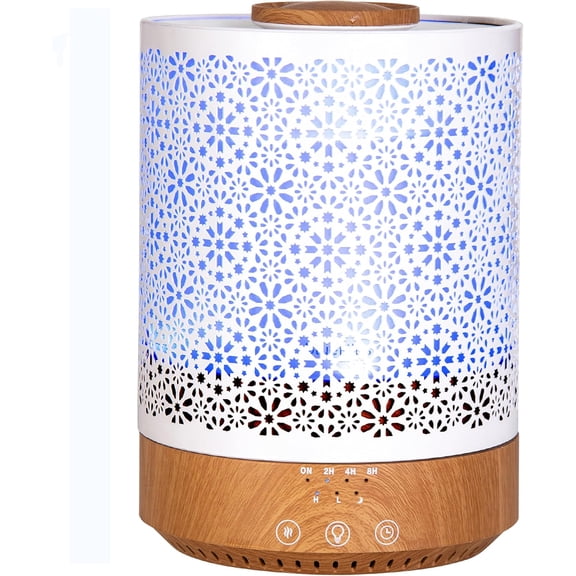Large Room 2.5L Essential Oil Diffuser with Color Lights, Humidifier, Dark Wood Grain Design, Long Runtime High Mist Output