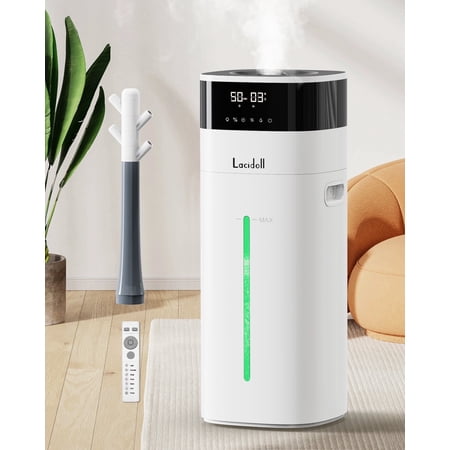 Large Room Humidifier, Cool & Warm Mist, 20L/5.3Gal Whole House Humidifier with Essential Oil Diffuser, Extended Tube, Covers up to 2000 Sq ft White