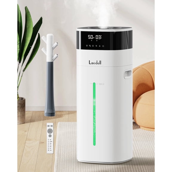 Large Room Humidifier, Cool & Warm Mist, 20L/5.3Gal Whole House Humidifier with Essential Oil Diffuser, Extended Tube, Covers up to 2000 Sq ft White