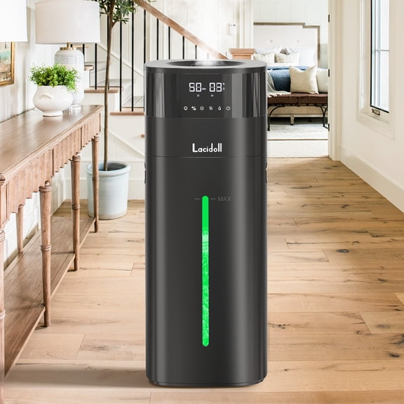 Large Room Humidifier, Cool & Warm Mist, 20L/5.3Gal Whole House Humidifier with Essential Oil Diffuser, Extended Tube, Covers up to 2000 Sq ft, Black
