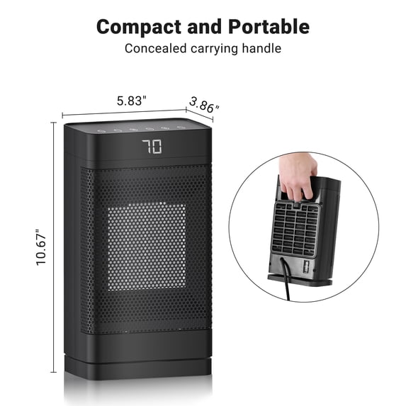 Large Room Indoor Space Heater: 70° Oscillation, Fast-Heating Ceramic with Digital Thermostat, Remote Control, 1-12H Timer & Overheat Protection – Perfect for Bedrooms