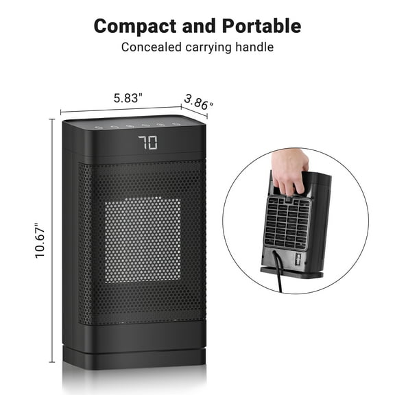 Large Room Indoor Space Heater: 70 Oscillation, Fast-Heating Ceramic with Digital Thermostat, Remote Control, 1-12H Timer & Overheat Protection Perfect for Bedrooms