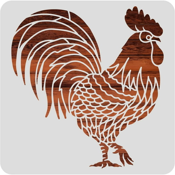 Large Rooster Pattern Plastic Painting Stencils 12x12inch Farm Animals Poultry Drawing Template for Painting on Floors Walls Doors Tile Wood Cabinet diy