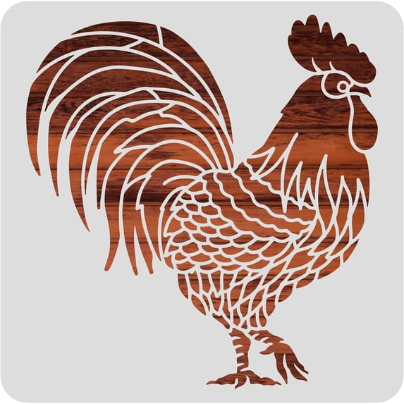 Large Rooster Pattern Plastic Painting Stencils 12x12inch Farm Animals Poultry Drawing Template for Painting on Floors Walls Doors Tile Wood Cabinet