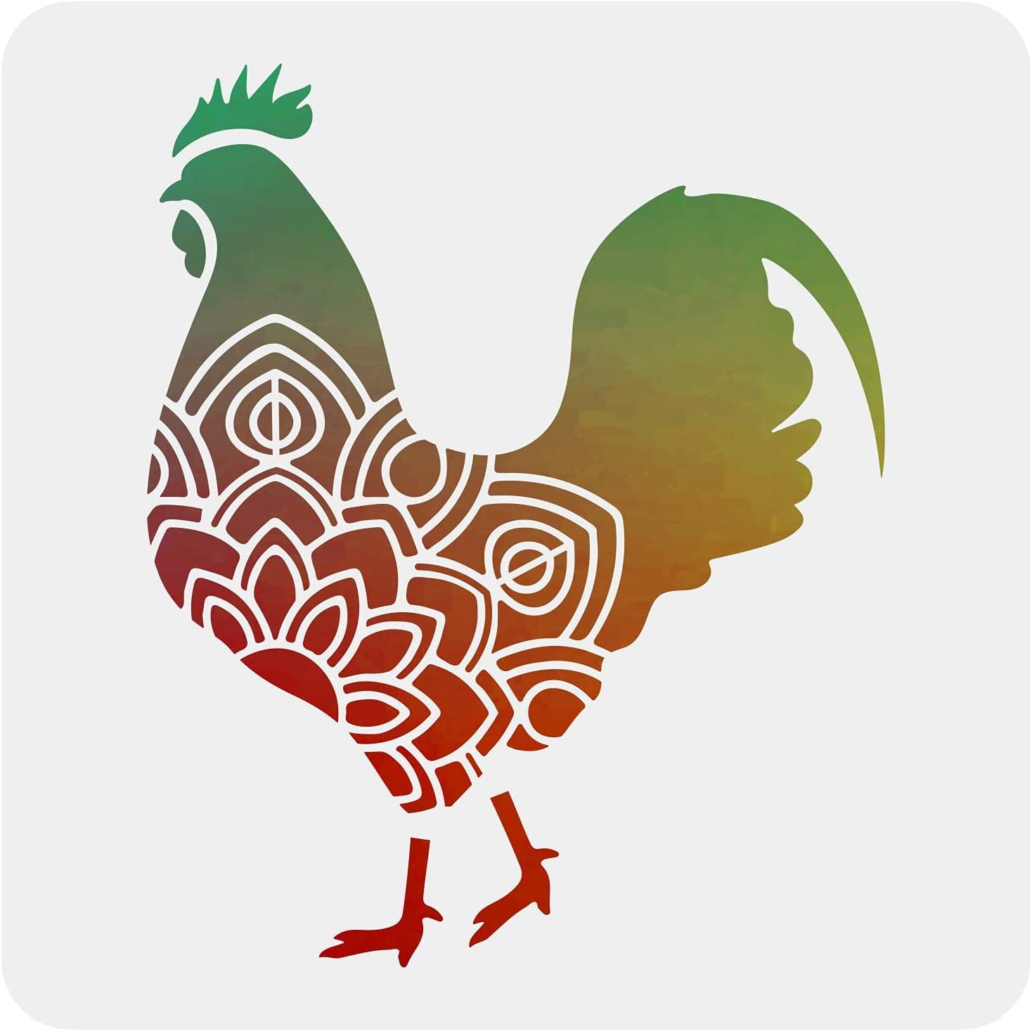 Large Rooster Stencil 12"x12"/30x30cm Mandala Rooster Painting Stencil ...