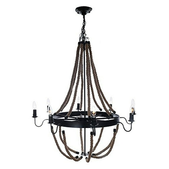 Large Rope Pendant Lamp - 8 Bulbs