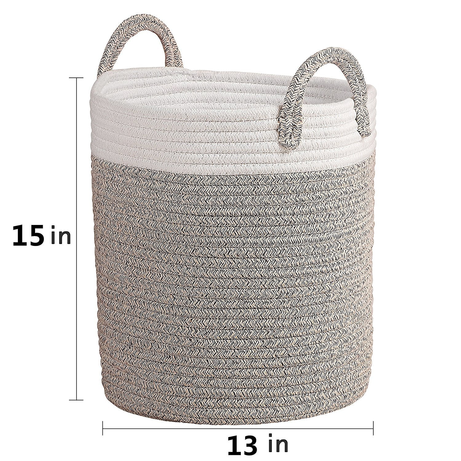 Large Rope Storage Basket 15" x 13" Modern Shaped Soft Touch Basket