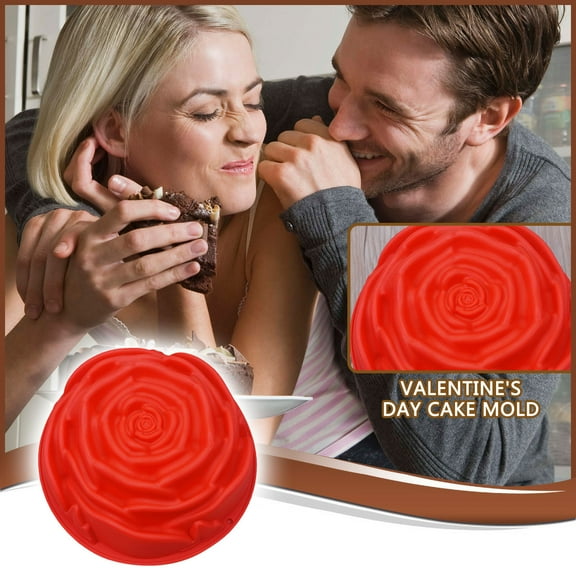 Large Rose Cake Pan Silicone Mold | DIY Baking Tool Food Grade | Oven Dishwasher Microwave | 23.5x23.5x7cm | Valentine’s Day Cake Tin | 1 Piece