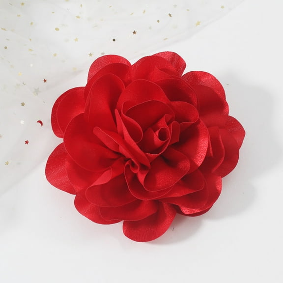 Large Rose Flower Brooches and Pins for Women | Rose Flower Hair Clips for Women, Lapel Pins for Women | Brooch for Women Dresses | Hat Pins for Women, Flower Hair, Pin for Clothes, Red 6.3 Inches