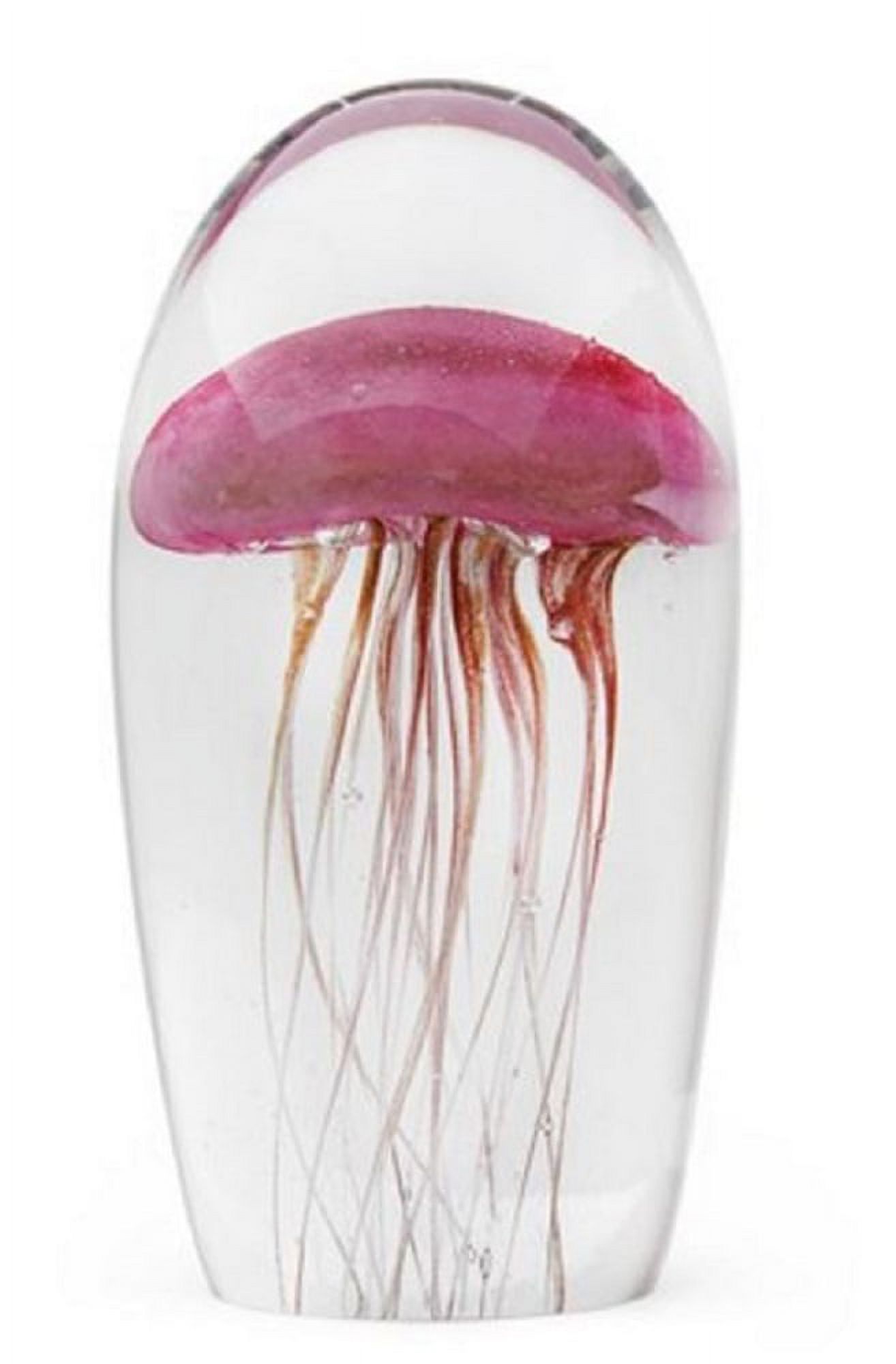 Large Rose Gold Jellyfish Glow in the Dark Glass Paperweight Figurine ...