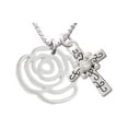 thumbnail image 1 of Large Rose Outline Scroll Cross Necklace, 18"+2", 1 of 2