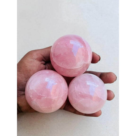 Large Rose Quartz Sphere - Gem Ball - Crystal Sphere - Carved Crystal Ball - Meditation Balls - Feng Shui Supplies - Wealth Stones and Crystals - Home Office Desk Decor 64-67MM (Rose Quartz 1 Sphere)