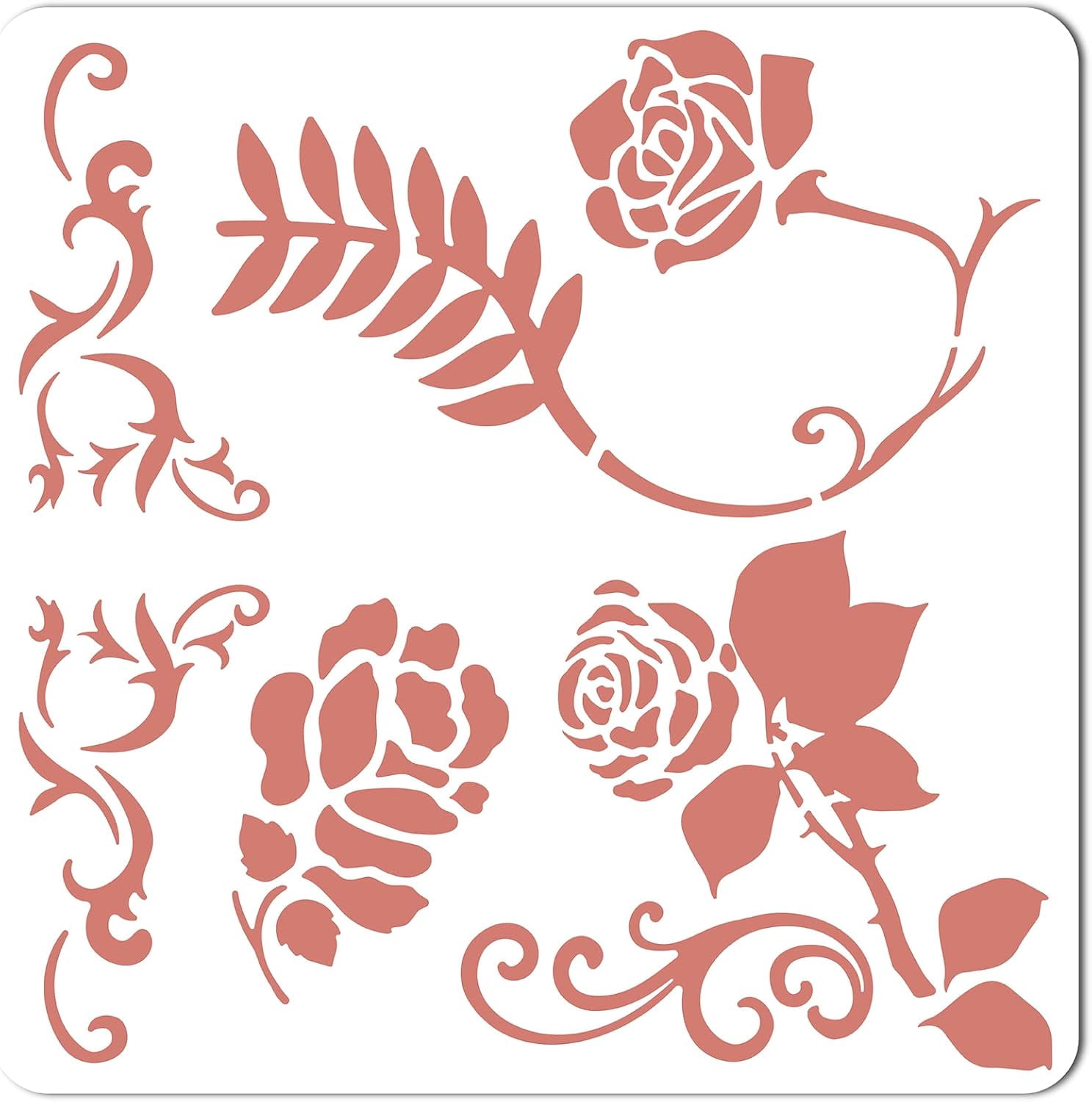 Large Rose Stencil Flowers Vines Stencils for Painting on Wood 12x12 ...